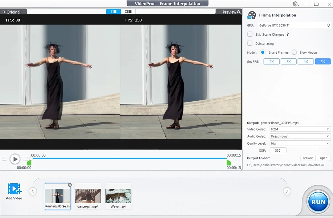 ai smooth video featuere of Videoproc Converter AI - AI Video Enhancer
