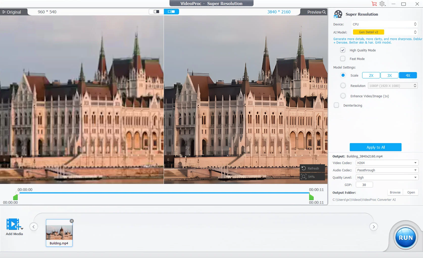 ai video upscaling feature of VideoProc converter AI - Media enhancer