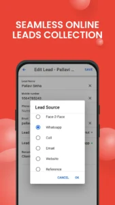 Online Leads Collection Feature Interface