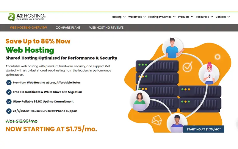 wesite preview of A2 Hosting best Website Hosting For Bloggers and Content Creators