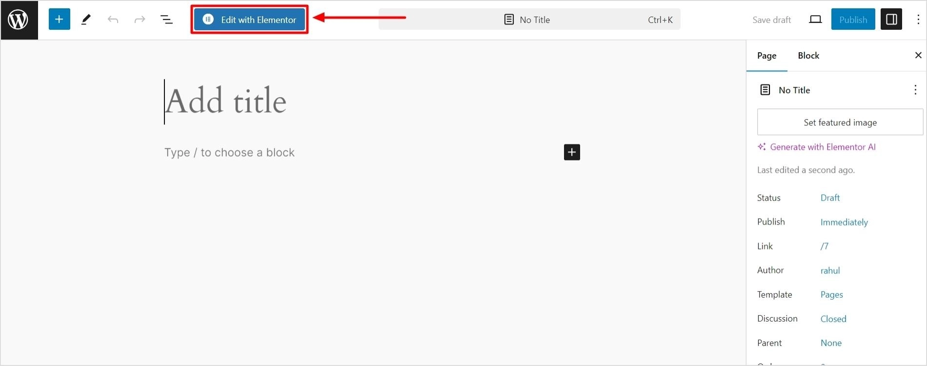 click on edit with elementor step