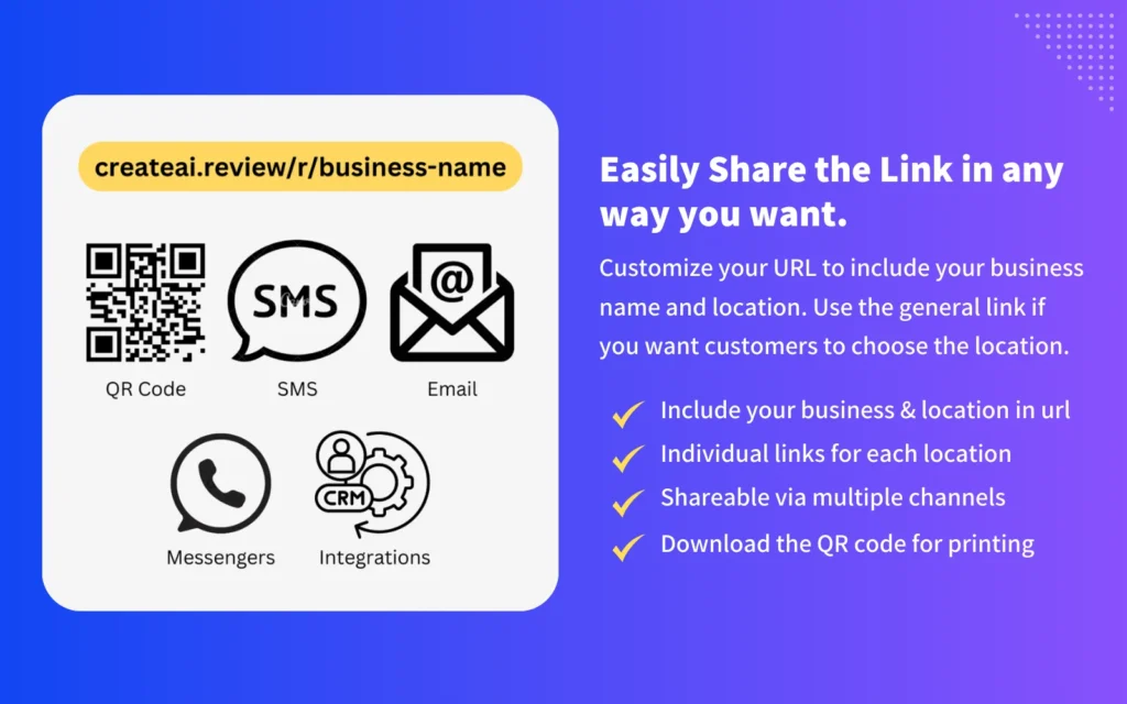 Share review link in any way or format feature