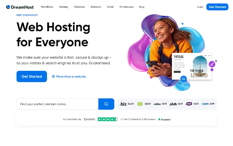 DreamHost website preview