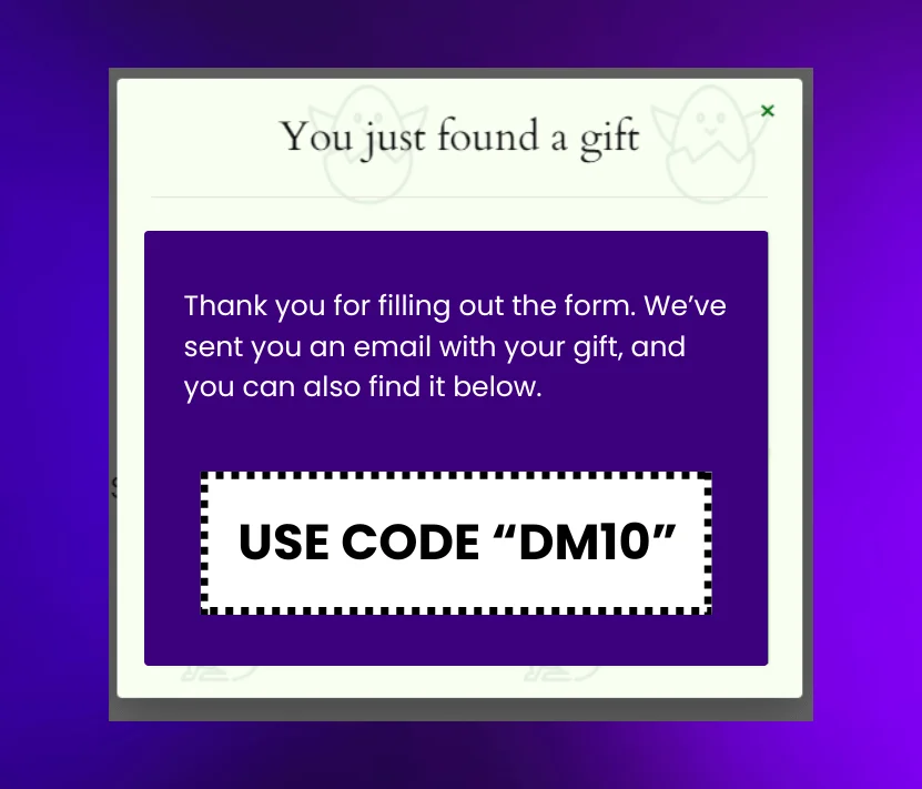 Customer Delight and drive sales using gifts popup
