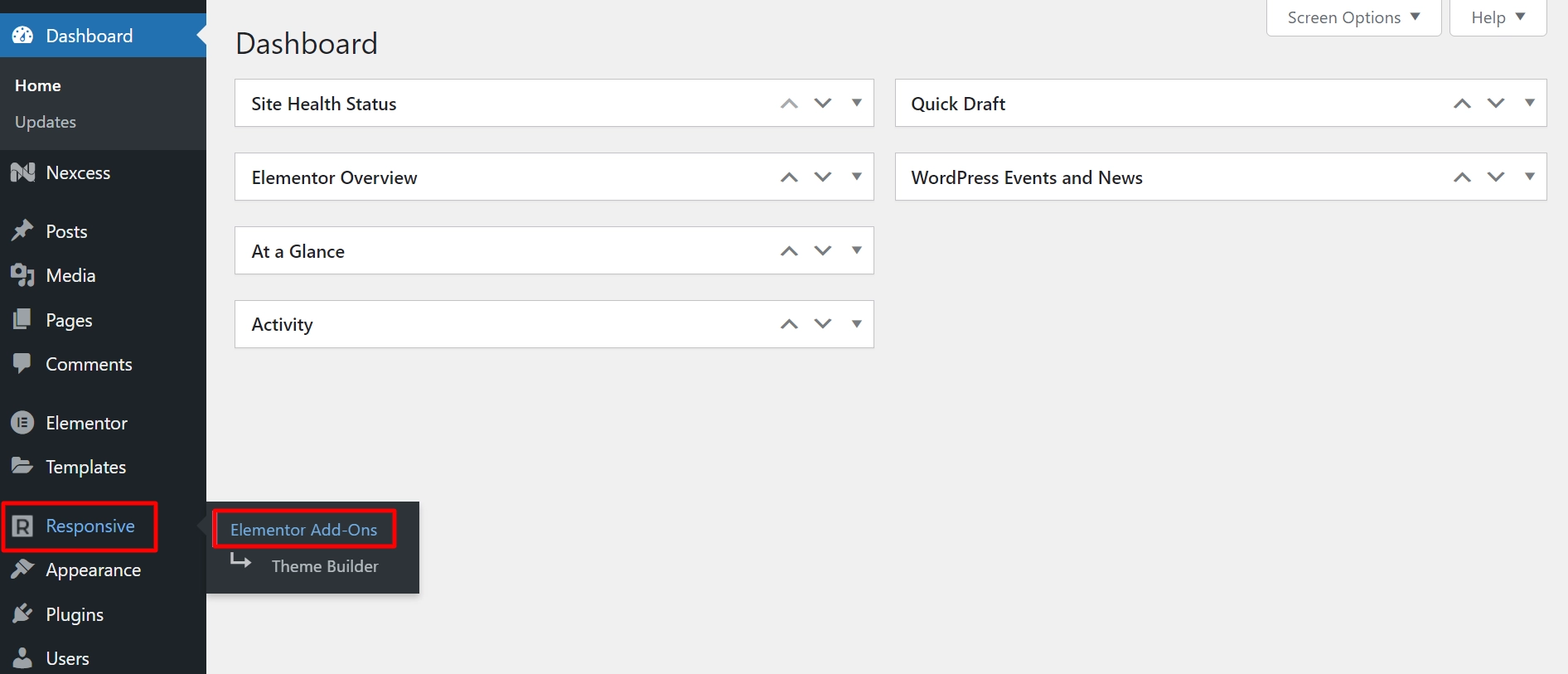 Navigate to responsive themes elementor addons