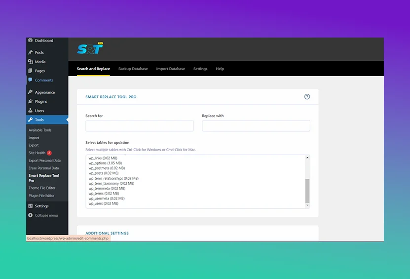 WP Data Migration Plugin Smart Replace Tool save search and replace profiles