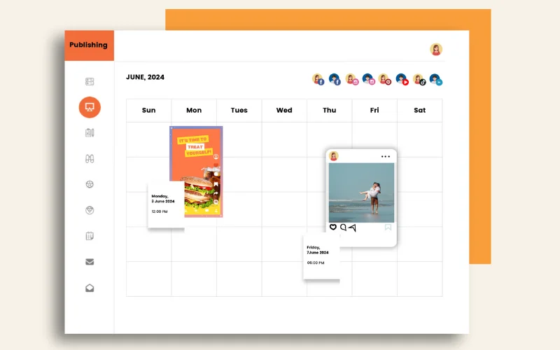 SocioSight Social Media Marketing software - Schedule posts in calendar Feature