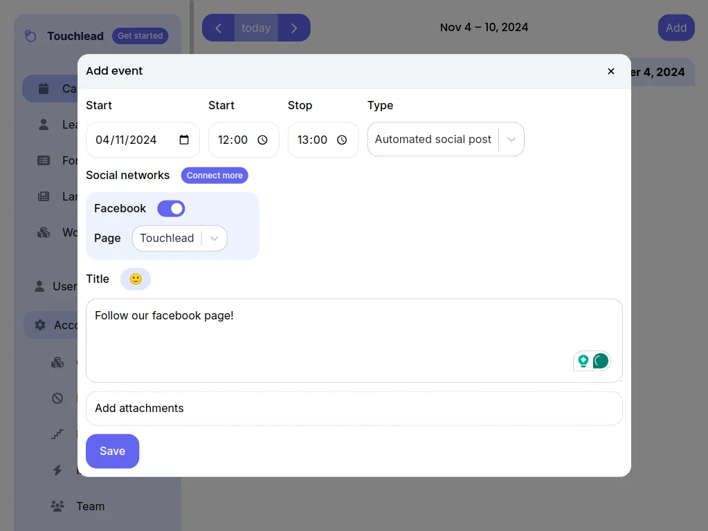 Social media Planning feature