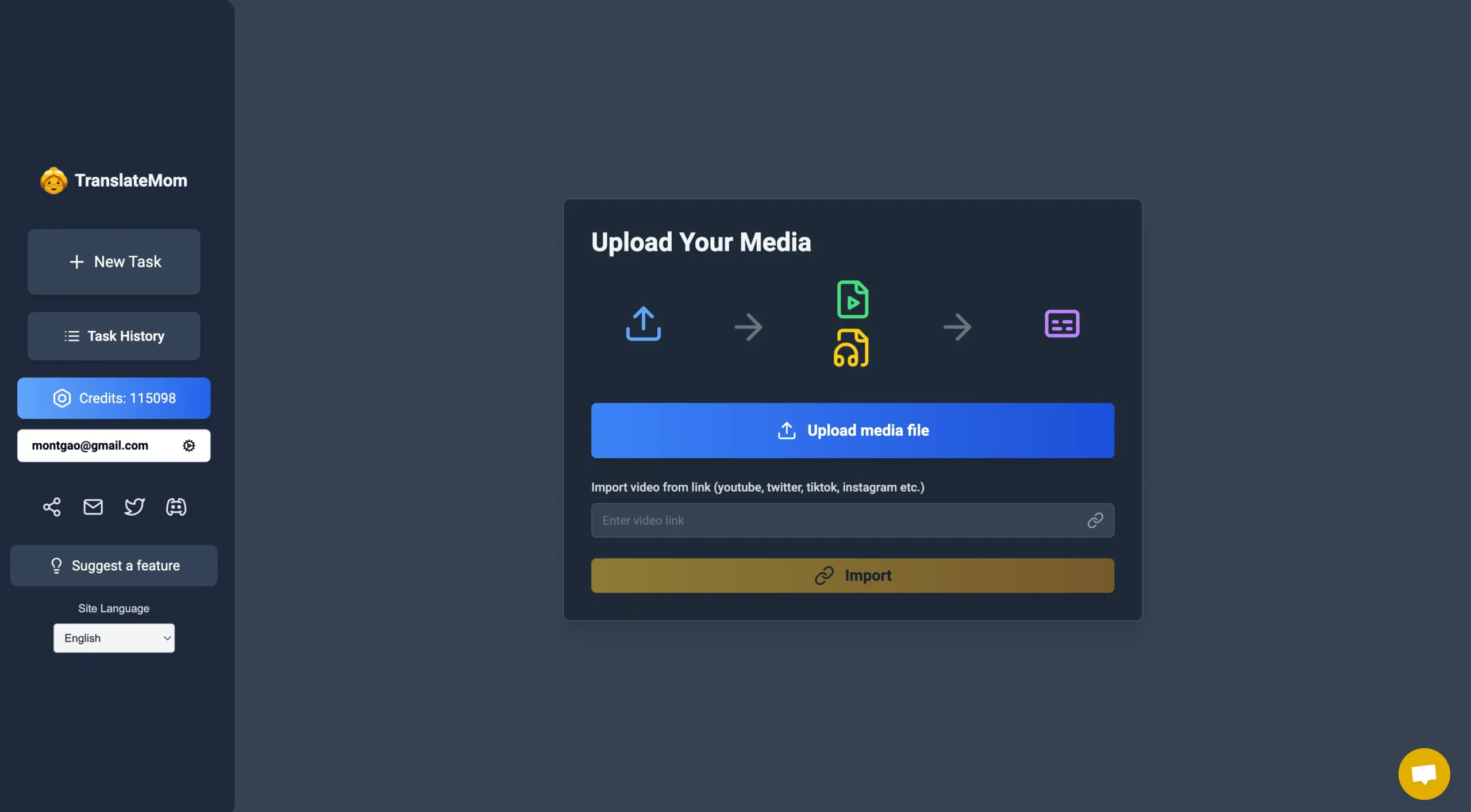 TranslateMom - Audio Video Translator Upload Your Media, audio video translation software best video translator app