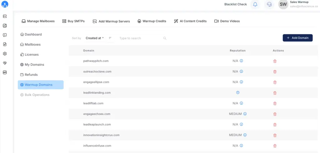 Warmup Domains Preview
