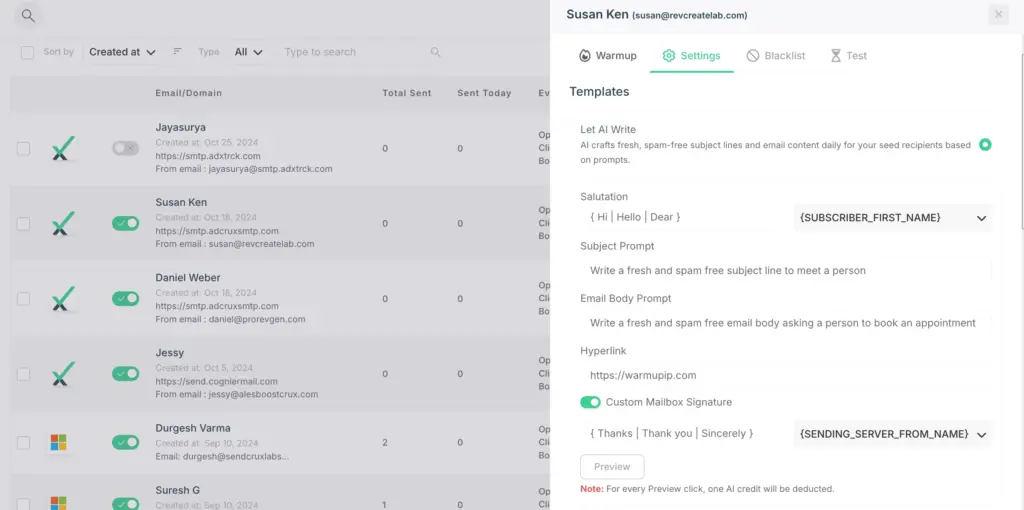 Warmup Email Templates Preview