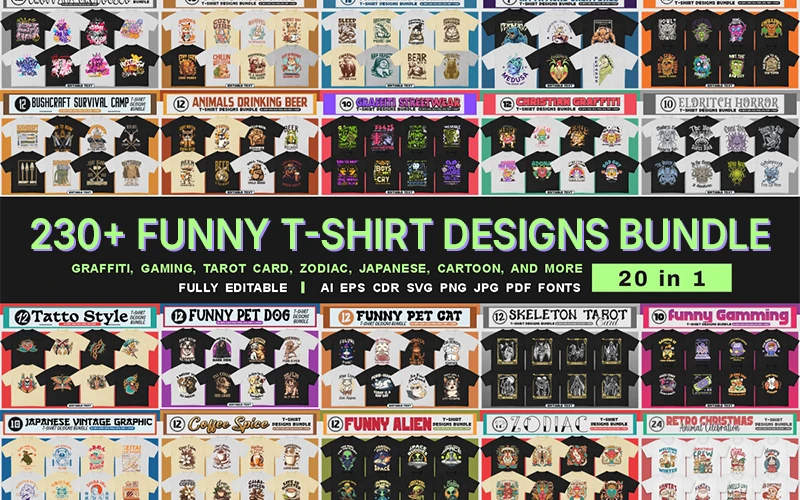 Collage of Funny T-shirt Designs