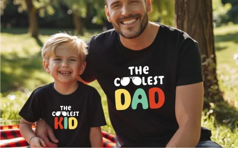 A preview of the coolest dad design printed on black t-shirts