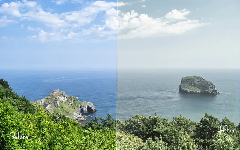 Preview of the PS actions applied on a beautiful image of an ocean