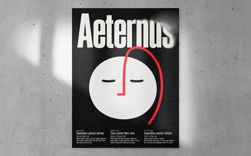 Preview of the Aeternus typeface on a flyer