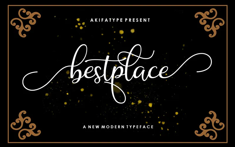 A preview of Bestplace - a modern cursive typeface included in the bundle