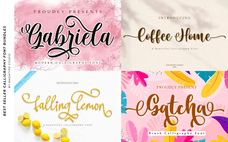 A collage of the typefaces included in the bundle