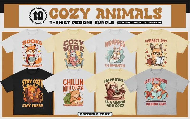 Cozy animals T-shirt design