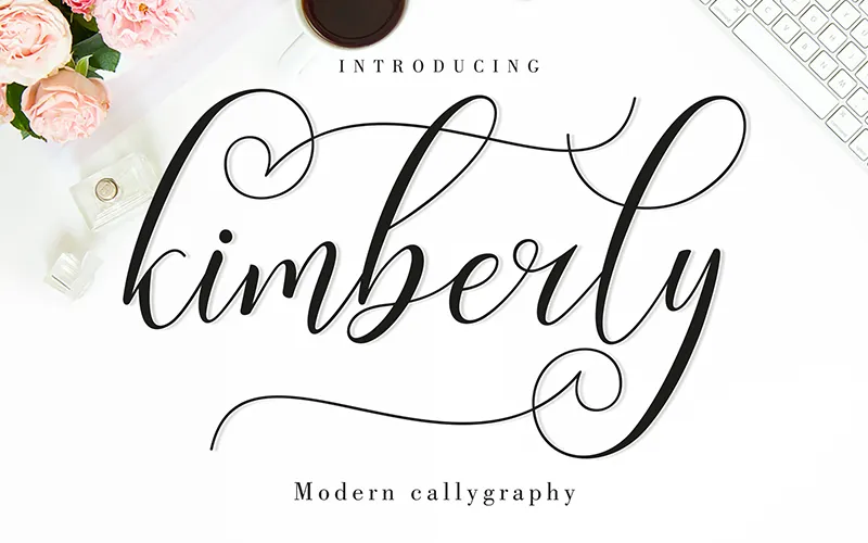 A preview of the elegant Kimberly script included in the fonts bundle