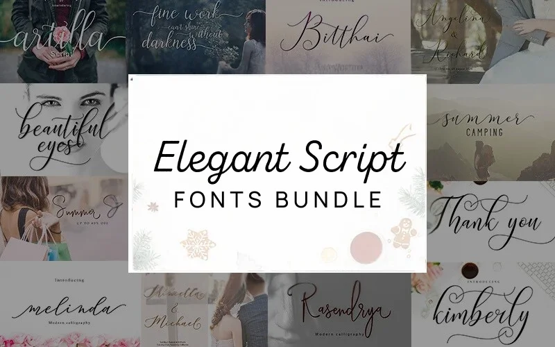 A collage of elegant script fonts