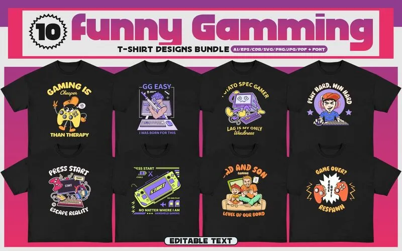 Funny gaming T-shirt design