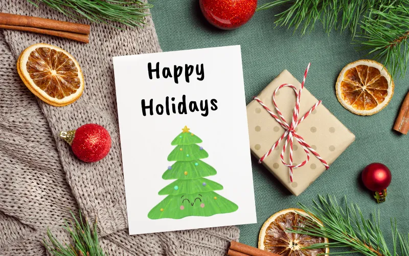 Christmas trees clipart element used on a happy holidays card