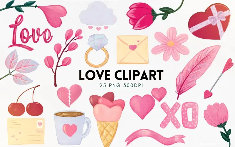 Elements of Kawaii Love Clipart