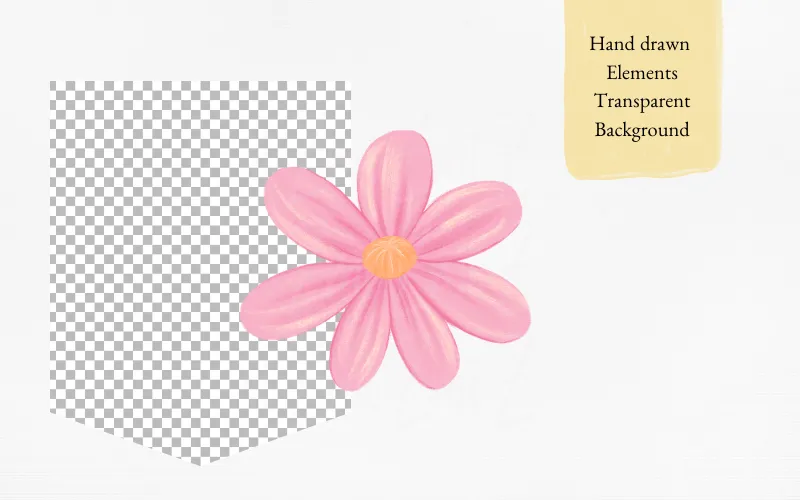 A cute pink flower with a transparent background