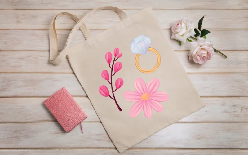 Preview of cute love clipart element used to design a hand bag