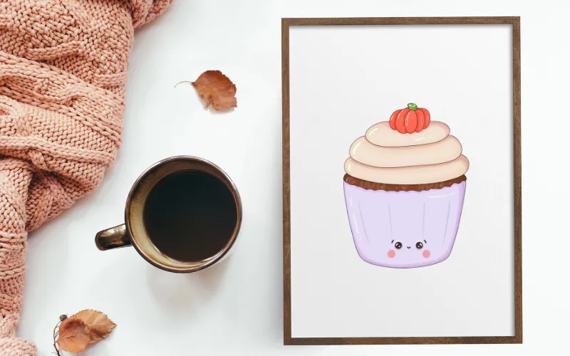 Preview of a cute thanksgiving cupcake on a frame