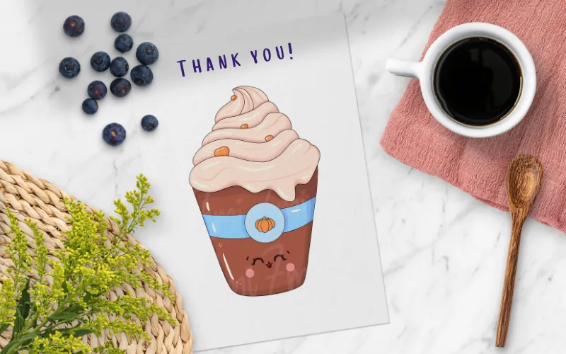 Preview of a cute thanksgiving muffin on a card