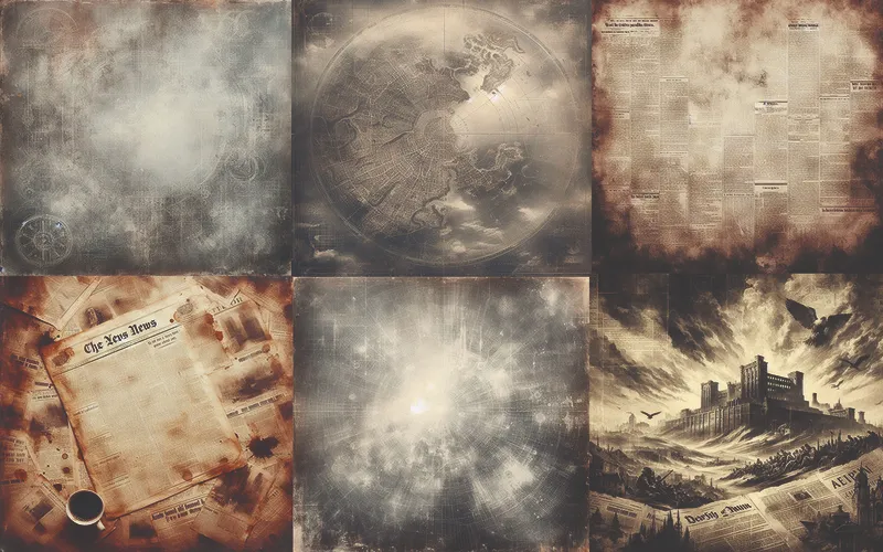 Collage of vintage textures included
