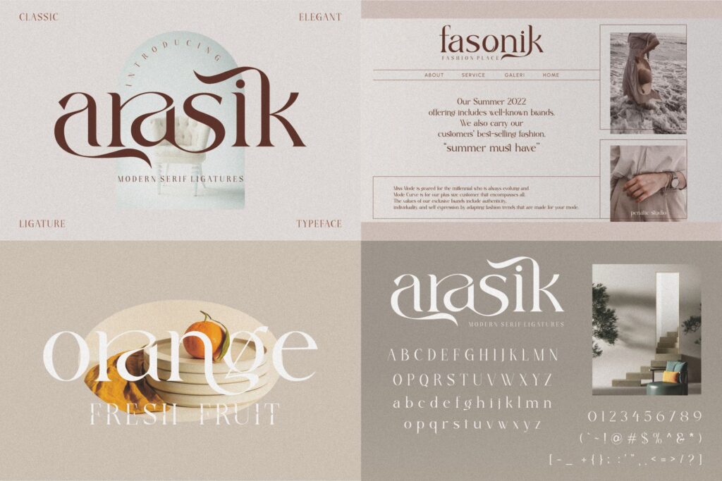 A preview of ligatures included