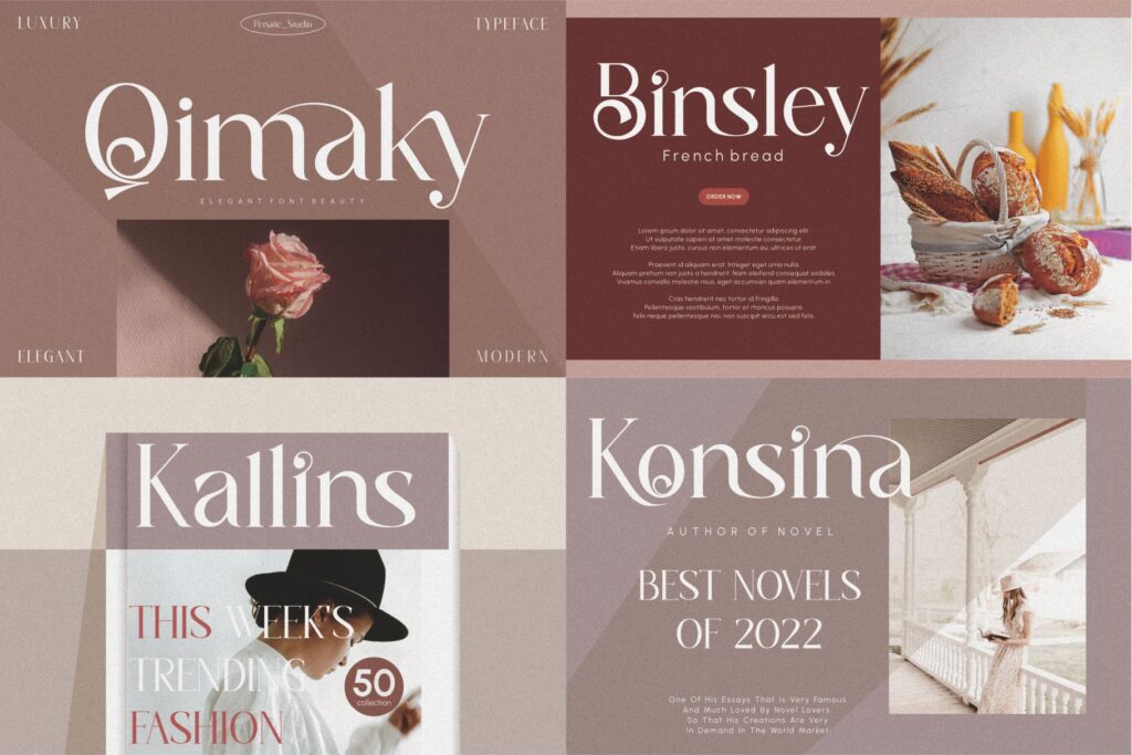 Preview of fonts included