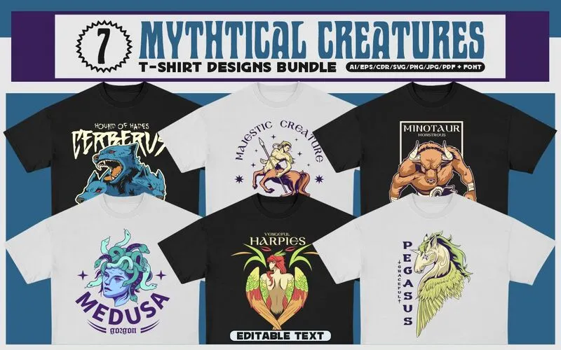 Mythical creatures Tshirt design