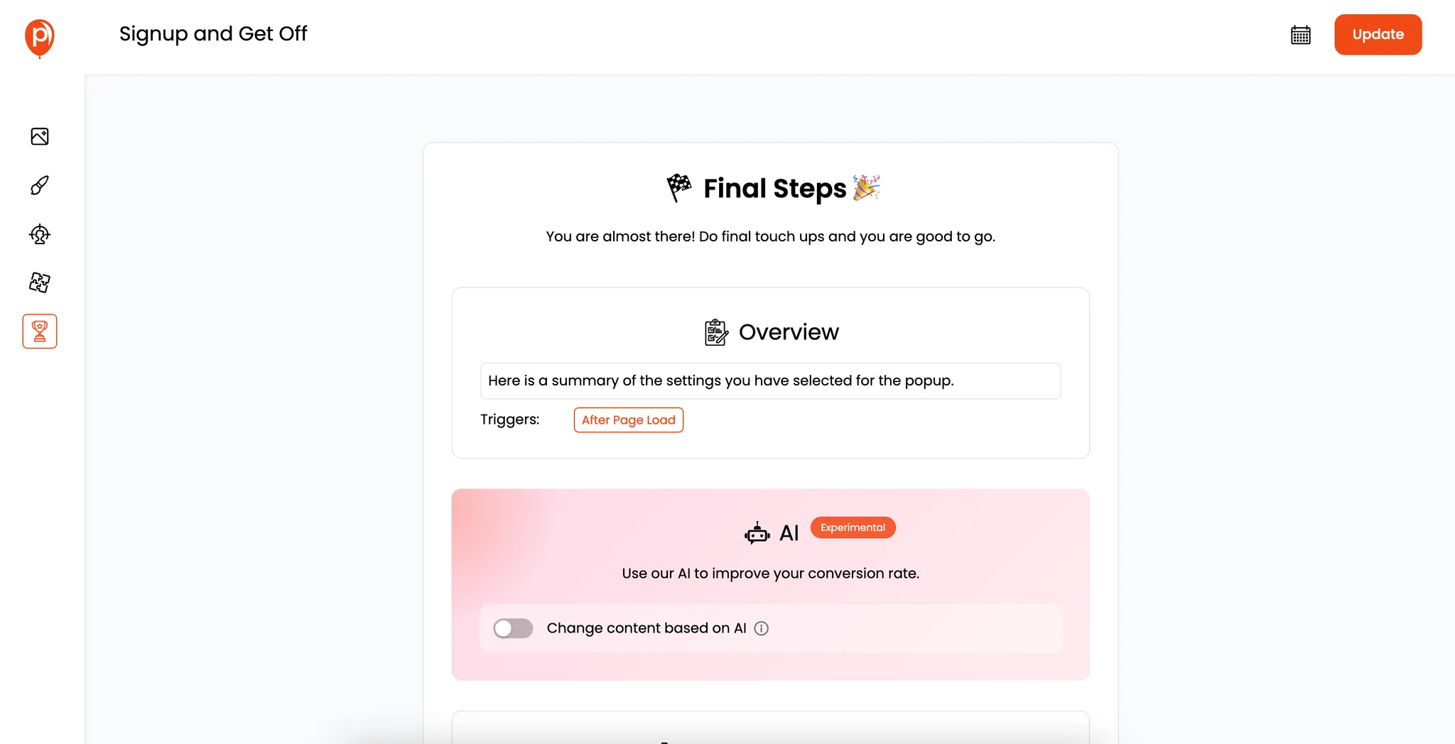 Change content Using AI Feature of Poper - Popup Generator