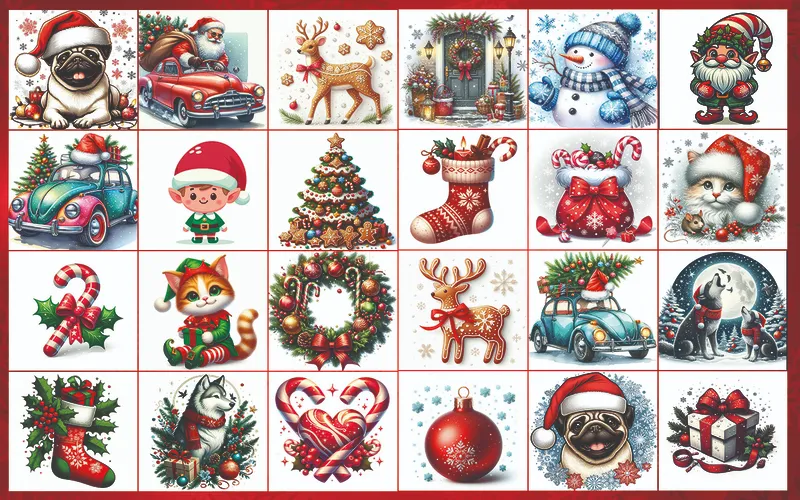 Collage of Christmas clipart images