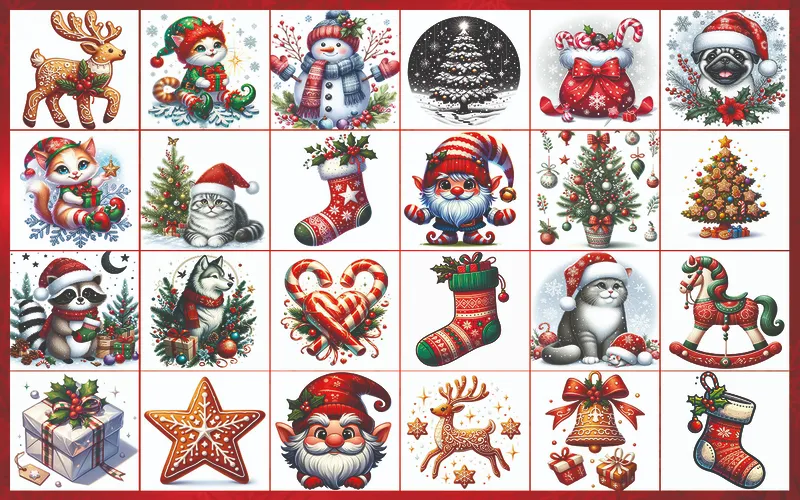 Collage of clipart images included
