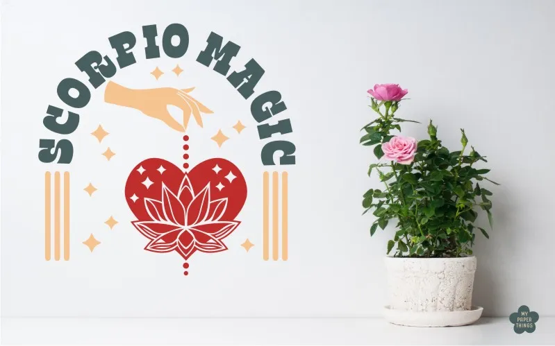 A preview of a Scorpio zodiac design used on white wall.