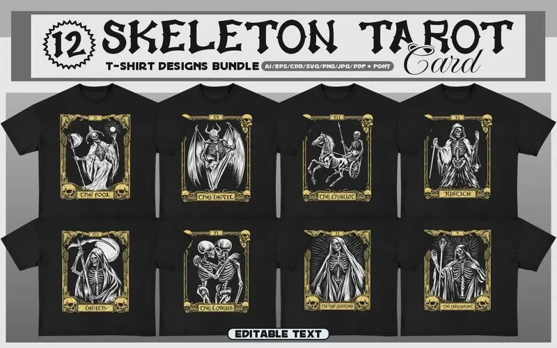 Skeleton Tarot card T-shirt design