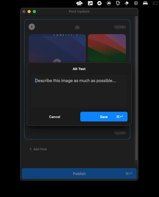 Statuz Alt Text Support feature