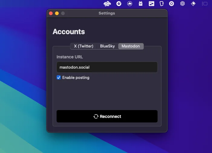 Account Settings Of Statuz Social Media Post Scheduler