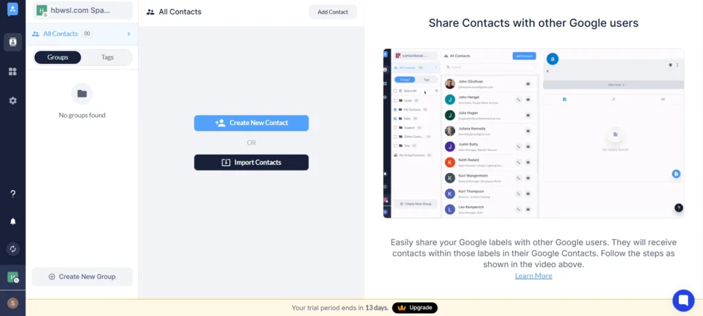 ContactBook Dashboard Preview
