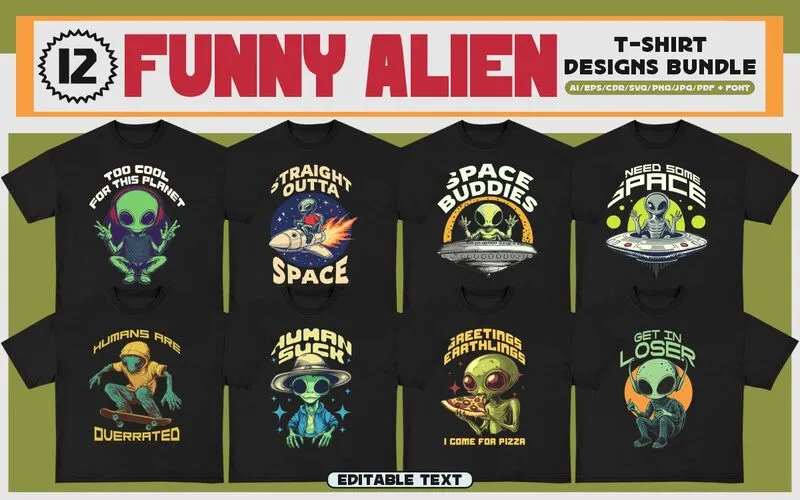 funny alien T-shirt design