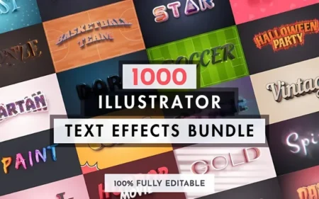 1000 Illustrator Text Effects bundle feature image