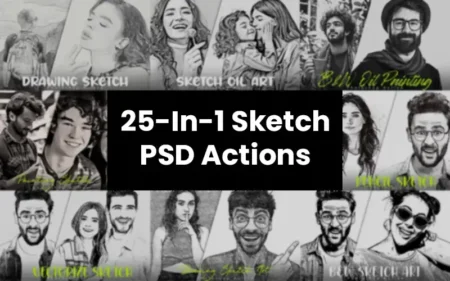 25-In-1 Sketch Photoshop Action bundle feature image