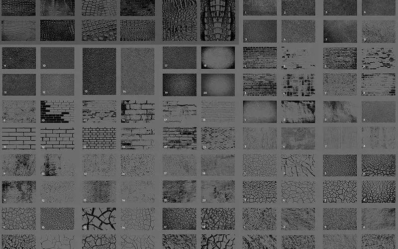 A collage of the preview s of the texture overlays
