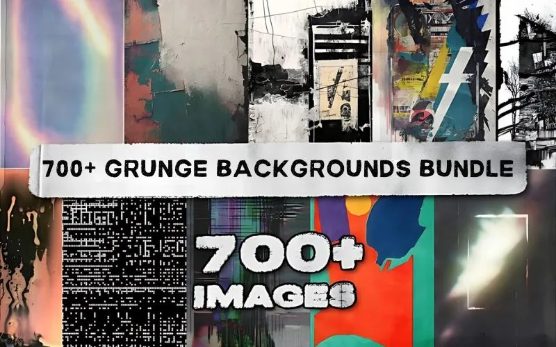 Collage of the grunge backgrounds included in the bundle.