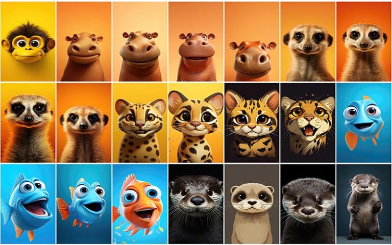 animal cartoon imges collage