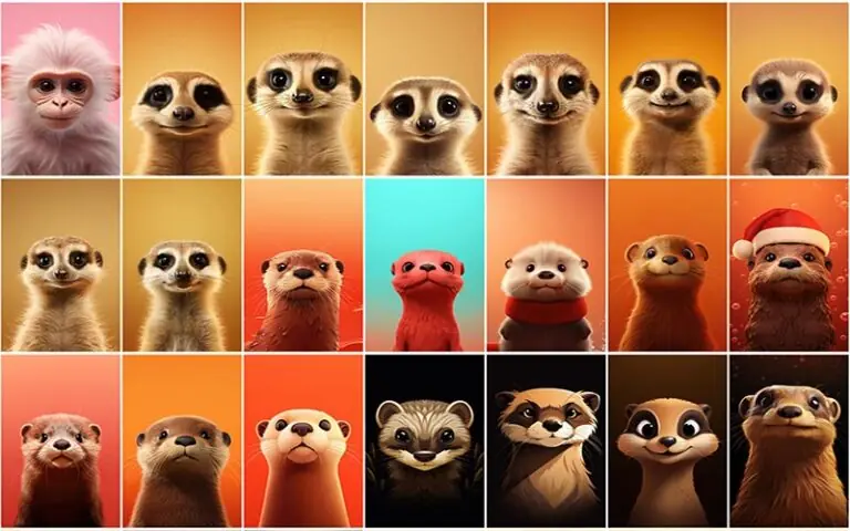 A collage of animal cartoon